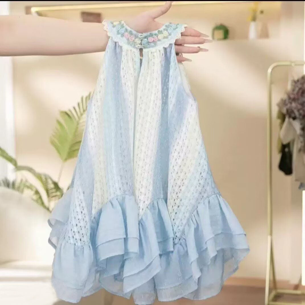 [5071172] - Baju Gaun Dress Summer Vacation Lengan Kutung Bohemian Style Anak Perempuan Cewek - Motif Floral - BABYHOKI STORE