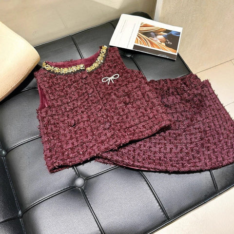 [5071182] - One Set 2in1 Baju Setelan Atasan Lengan Kutung Bawahan Rok Pendek Comfort Fashion Style Anak Perempuan Cewek - Motif Small Floral Ribbon - BABYHOKI STORE