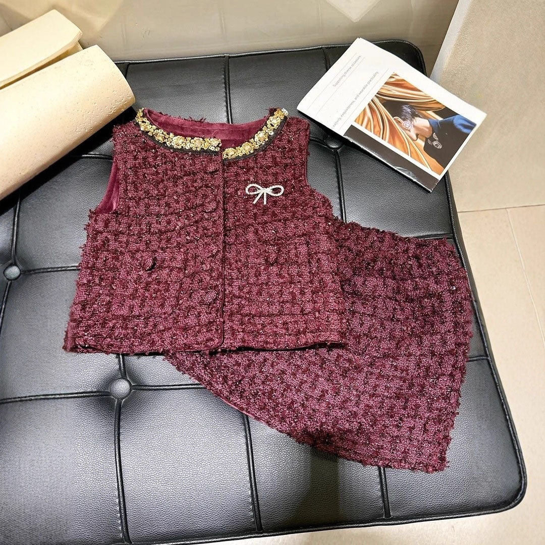 [5071182] - One Set 2in1 Baju Setelan Atasan Lengan Kutung Bawahan Rok Pendek Comfort Fashion Style Anak Perempuan Cewek - Motif Small Floral Ribbon - BABYHOKI STORE