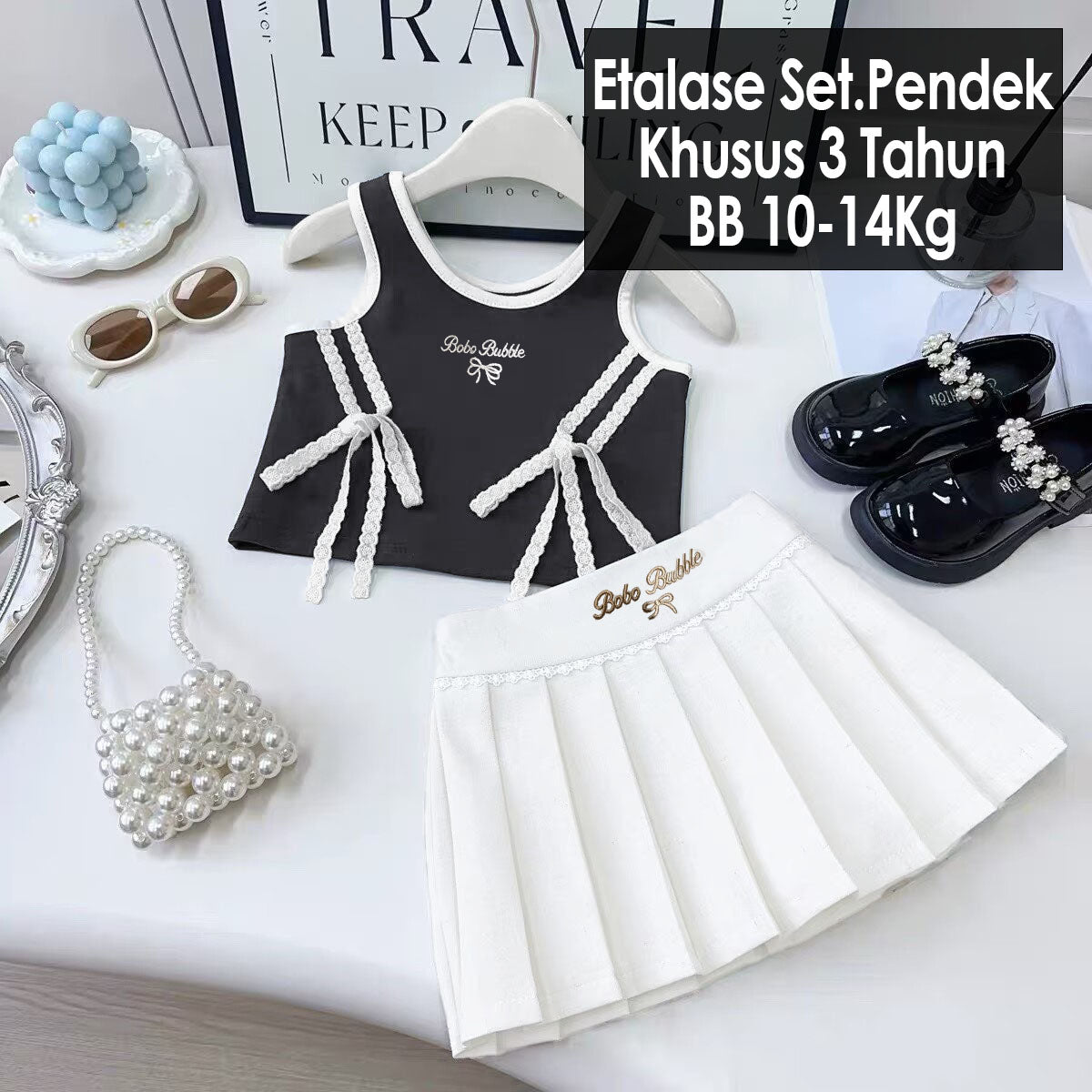 CLEARANCE SALE [Setelan Pendek] 3 Tahun BB 10-14Kg One Set Anak Perempuan - SETSP963/507