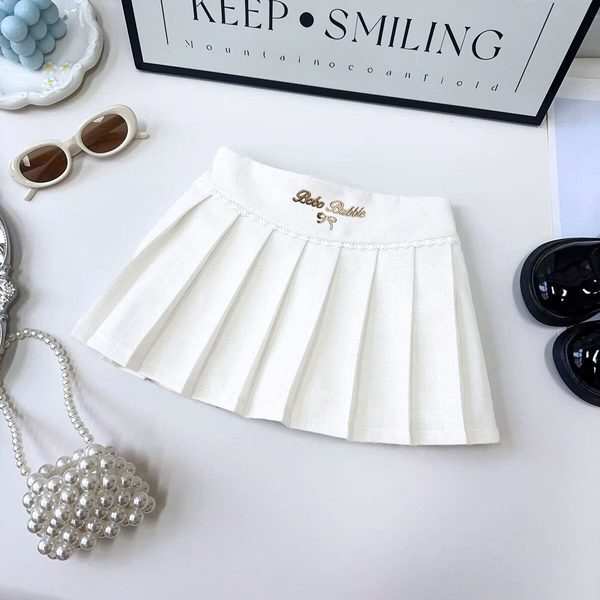 [5071189] - One Set 2in1 Baju Setelan Atasan Lengan Kutung Bawahan Rok Pendek Korean Sporty Style Anak Perempuan Cewek - Motif Cute Big Ribbon - BABYHOKI STORE