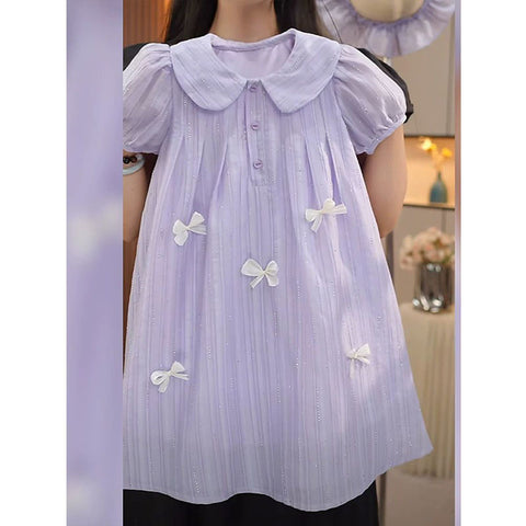 [5071190] - Baju Gaun Dress Lengan Pendek Comfort Fashion Style Anak Perempuan Cewek - Motif Small Ribbon - BABYHOKI STORE