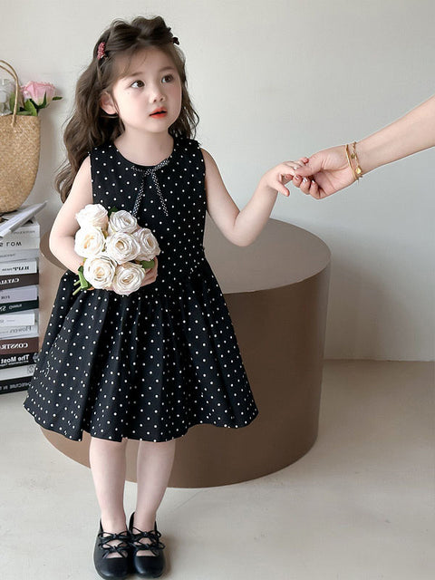 [5071193] - Baju Gaun Dress Princess Lengan Kutung Korean Version Style Anak Perempuan Cewek - Motif Polkadot - BABYHOKI STORE