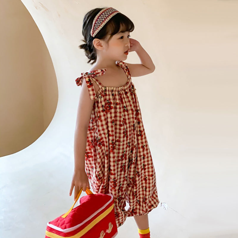 [507480] - Baju Jumpsuit Fashion Anak Perempuan - Motif Tartan Plaid