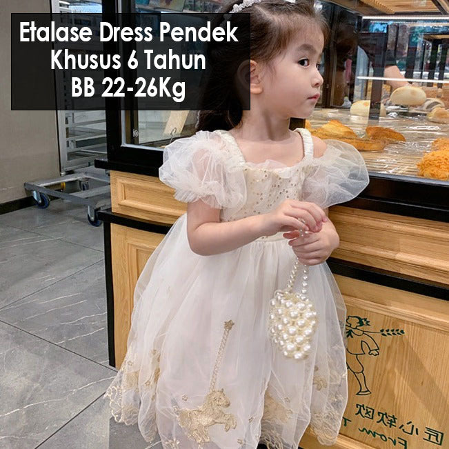 CLEARANCE SALE [Dress Lengan Pendek] 6 Tahun BB 22-26Kg Gaun Anak Cewek Perempuan