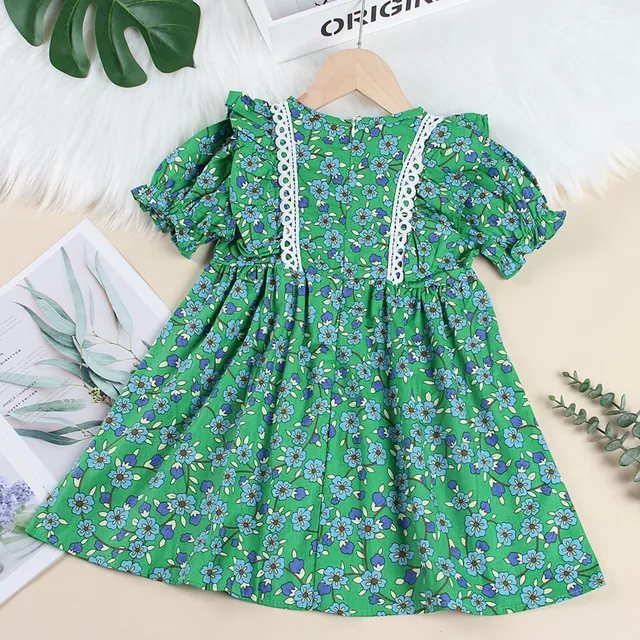 [507744] - Baju Dress Bunga Fashion Anak Perempuan - Motif Paste Flowers