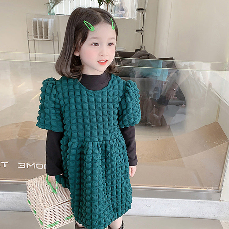 [507749] - Baju Dress Atasan 2 in 1 Fashion Anak Perempuan - Motif Calm Plain