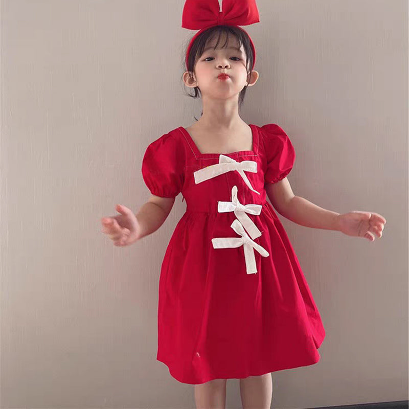 [507755] - Baju Dress Lengan Pendek Fashion Anak Perempuan - Motif Plain Rope