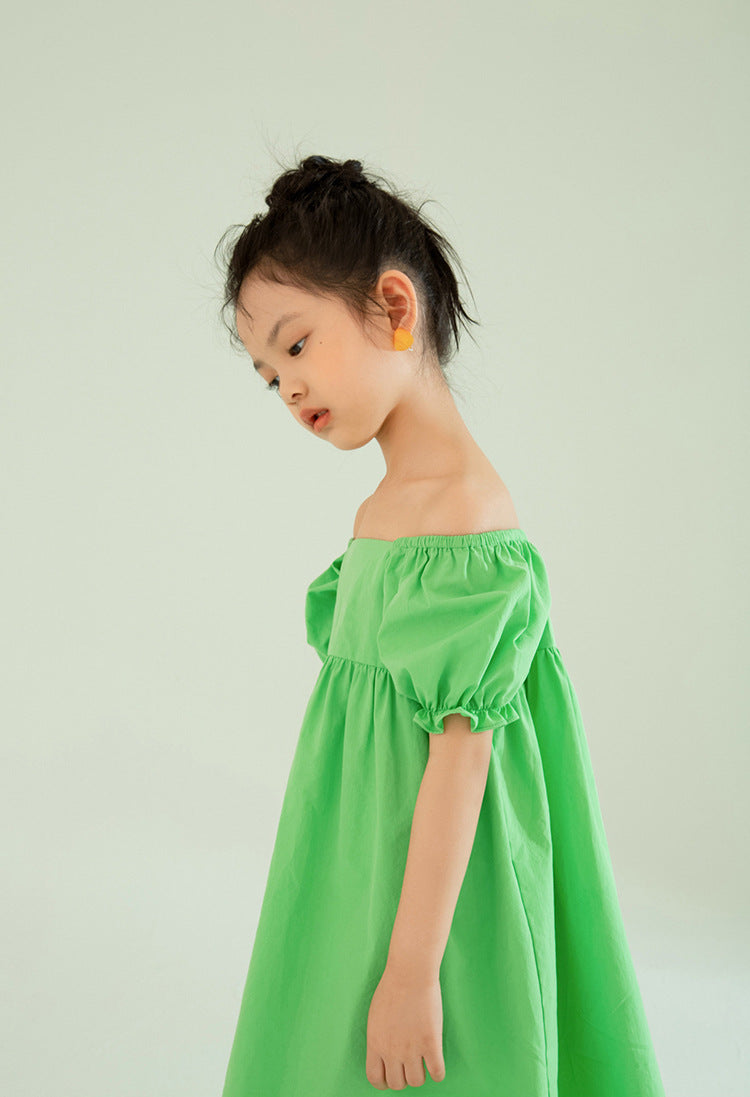 [507789] - Baju Dress Lengan Pendek Fashion Anak Perempuan - Motif Plain Dishes