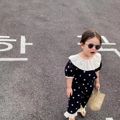 [507791] - Baju Setelan Blouse Fashion Anak Perempuan - Motif Polkadot Lace