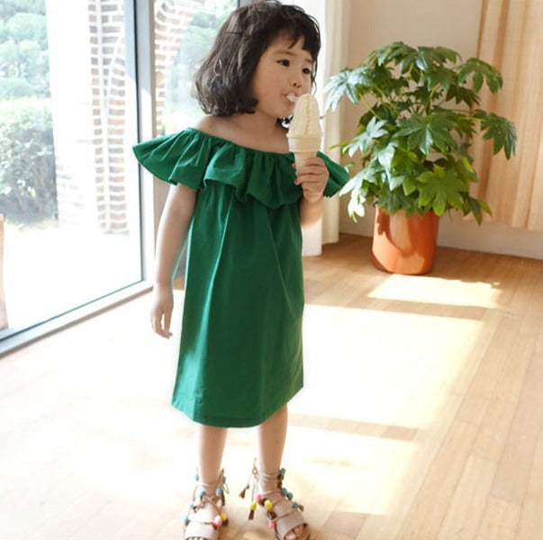 [507795] - Baju Dress Kutung Polos Fashion Anak Perempuan - Motif Basic Plain