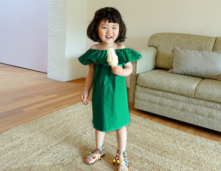 [507795] - Baju Dress Kutung Polos Fashion Anak Perempuan - Motif Basic Plain