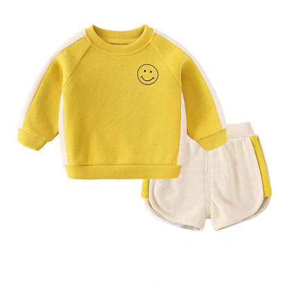 [507809] - Baju Setelan Sweater Fashion Import Anak Perempuan - Motif Happy Emojis