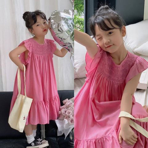 [507967] - Baju Dress Lengan Kutung Fashion Anak Perempuan - Motif Top Wrinkle