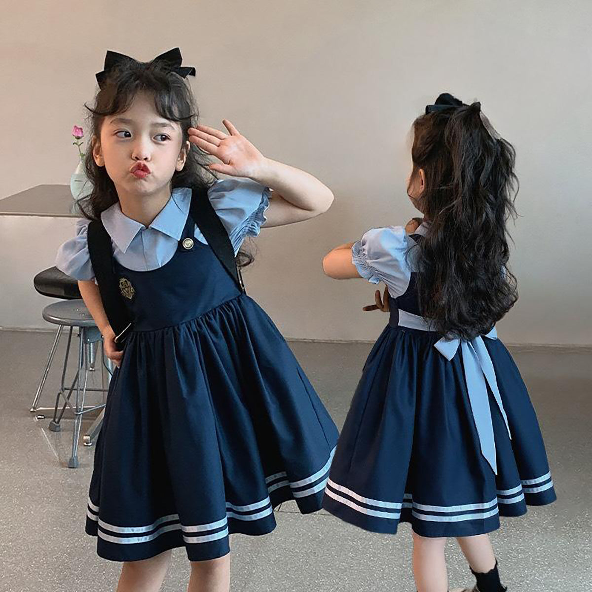 [507968] - Baju Dress Seragam Sekolah Fashion Import Anak Perempuan - Motif Unique Uniform