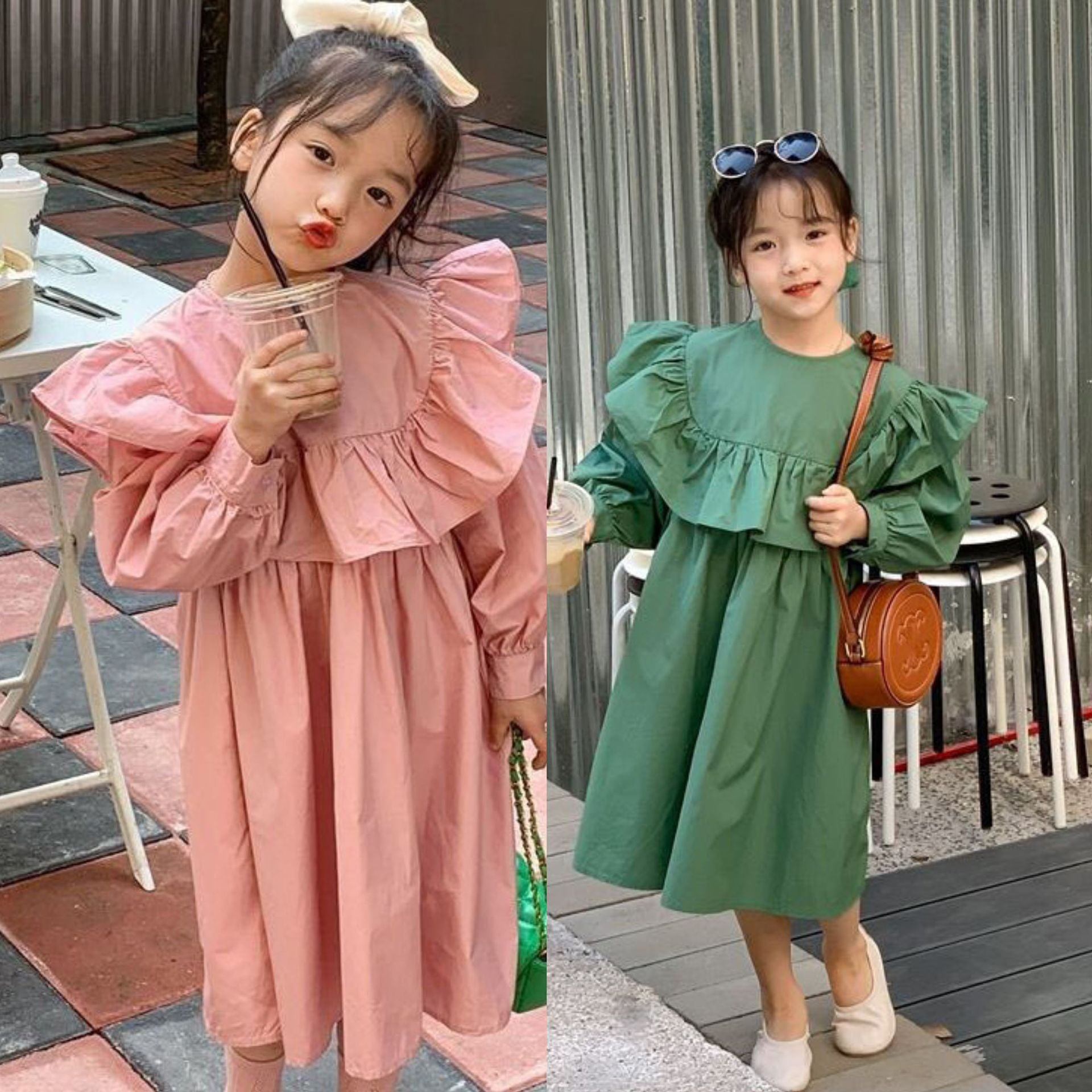 [507969] - Baju Dress Renda Polos Fashion Anak Perempuan - Motif Plain Thick