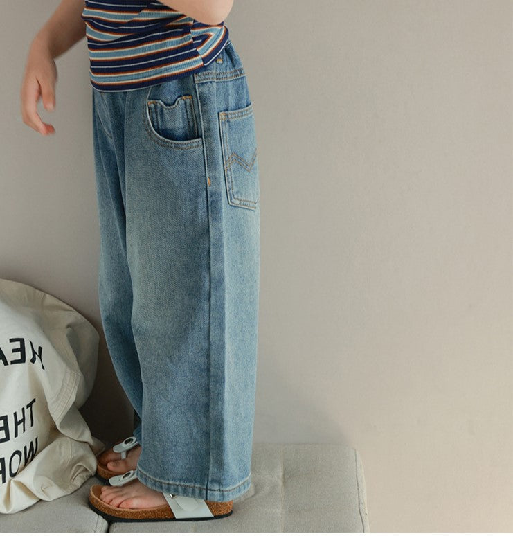 [507980] - Celana Panjang Jeans Kulot Fashion Import Anak Perempuan - Motif Denim Gradation