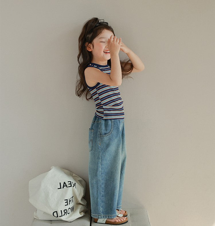 [507980] - Celana Panjang Jeans Kulot Fashion Anak Perempuan - Motif Denim Gradation
