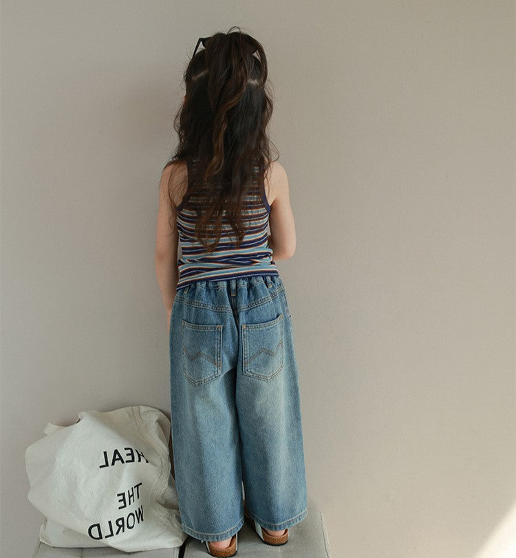 [507980] - Celana Panjang Jeans Kulot Fashion Anak Perempuan - Motif Denim Gradation
