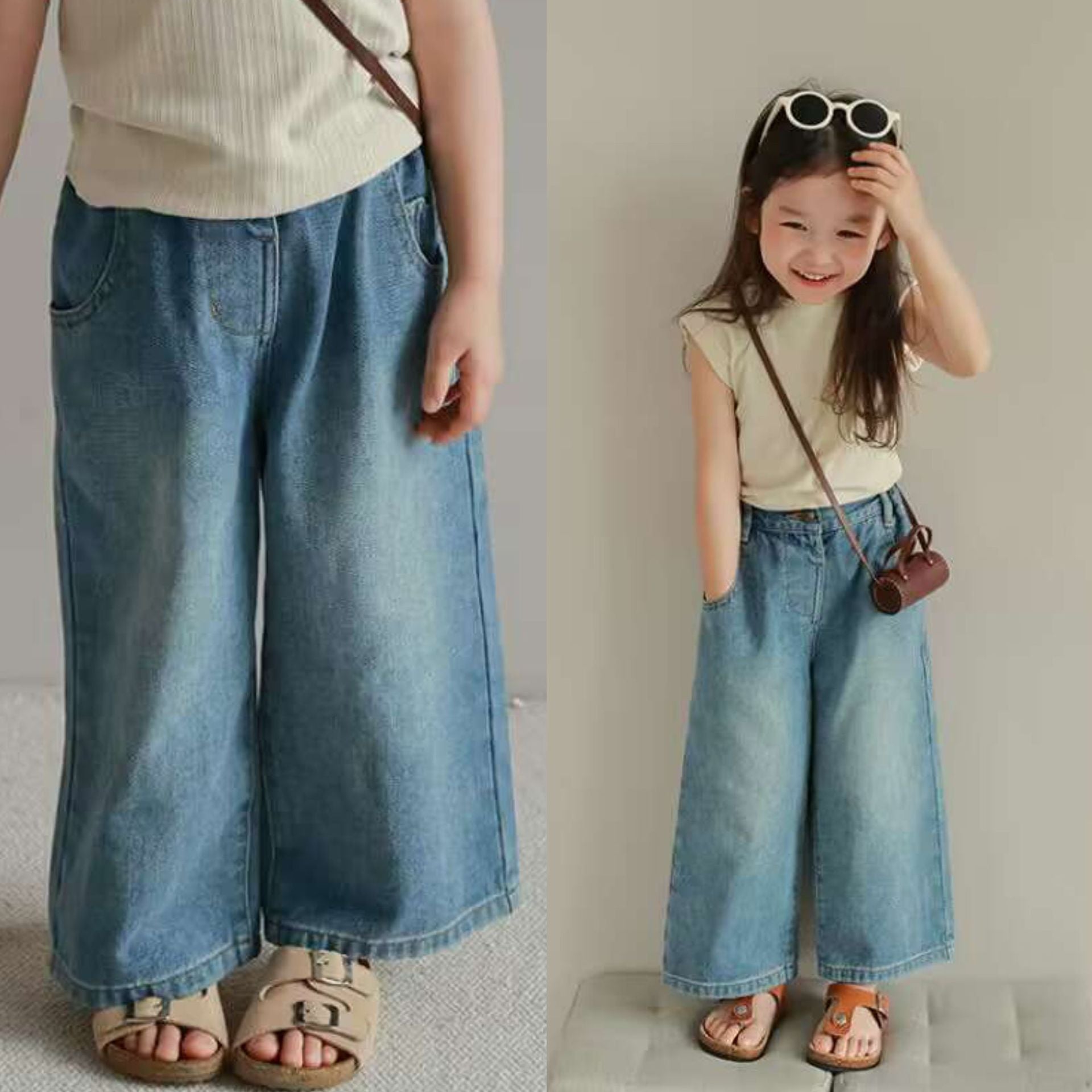 [507980] - Celana Panjang Jeans Kulot Fashion Anak Perempuan - Motif Denim Gradation