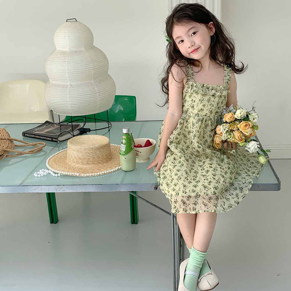 [507982] - Baju Dress Lengan Kutung Fashion Import Anak Perempuan - Motif Rubber Wrinkle