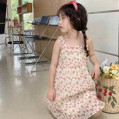 [507982] - Baju Dress Lengan Kutung Fashion Anak Perempuan - Motif Rubber Wrinkle