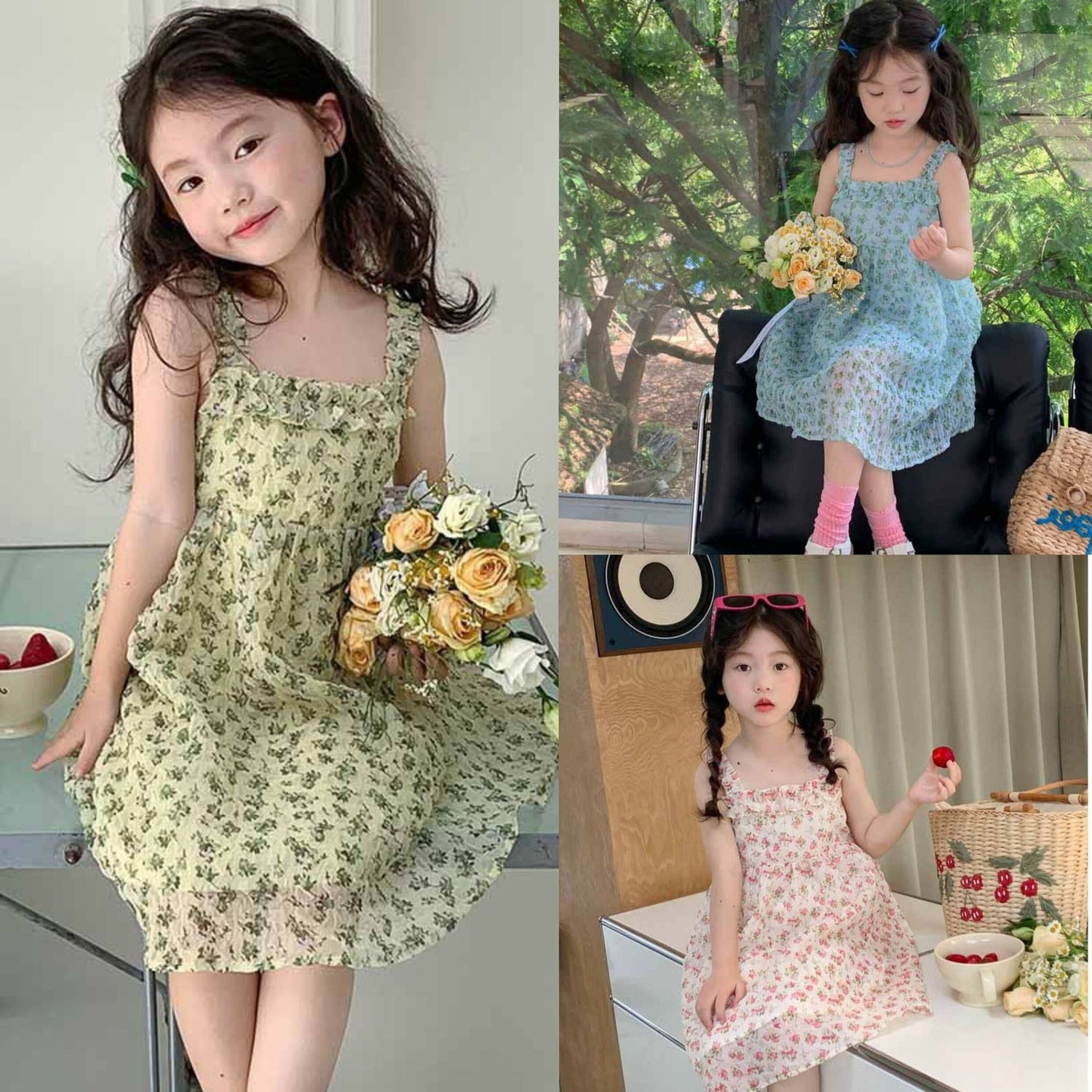[507982] - Baju Dress Lengan Kutung Fashion Import Anak Perempuan - Motif Rubber Wrinkle