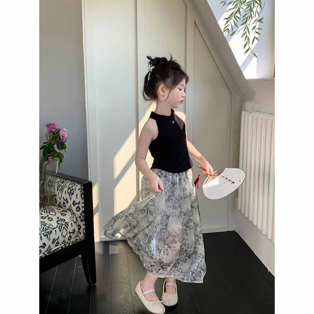 [507987] - Baju Setelan Blouse Kutung Rok Fashion Anak Perempuan - Motif Flower Shadows