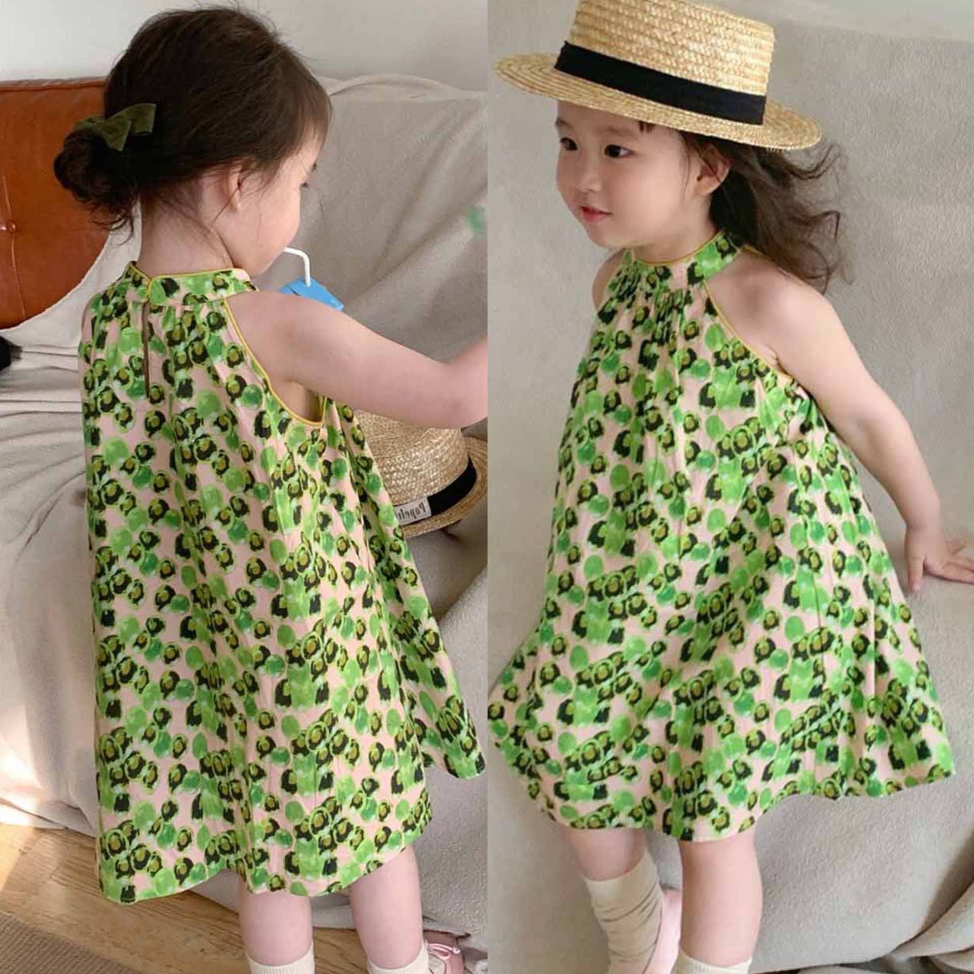 [507993] - Baju Dress Lengan Kutung Fashion Anak Perempuan - Motif Vaguely Round