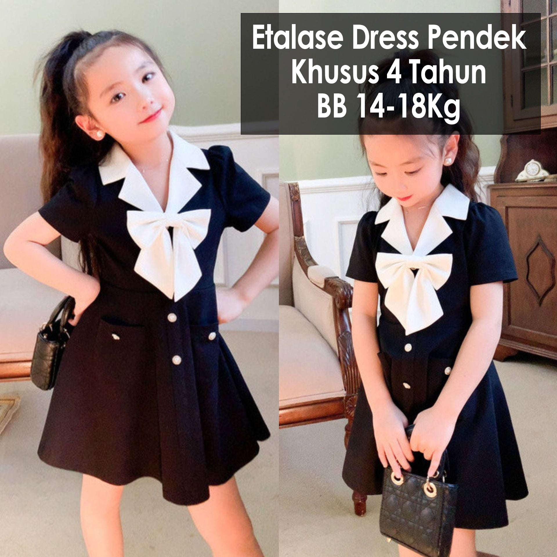 CLEARANCE SALE [Dress Lengan Pendek] 4 Tahun BB 14-18Kg Gaun Anak Cewek Perempuan