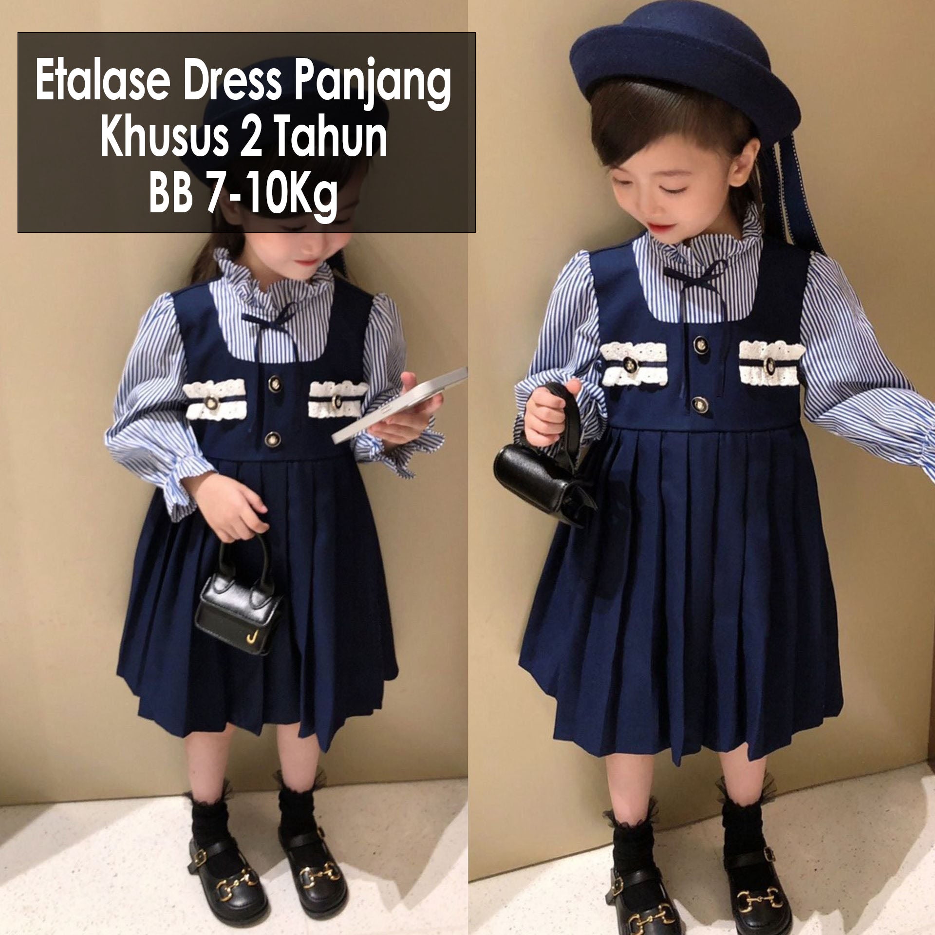 CLEARANCE SALE [Dress Lengan Panjang] 2 Tahun BB 7-10Kg Gaun Anak Cewek Perempuan - ALL