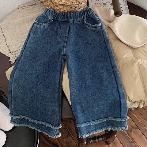 [507998] - Celana Panjang Jeans Rawis Kulot Fashion Anak Perempuan - Motif Tassel Pocket