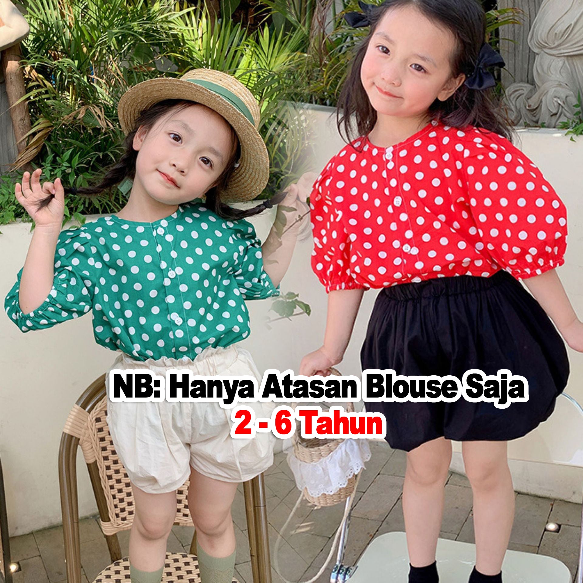 [507S1108] - Baju Atasan Lengan Pendek Blouse Fashion Anak Perempuan - Motif Polka Dot