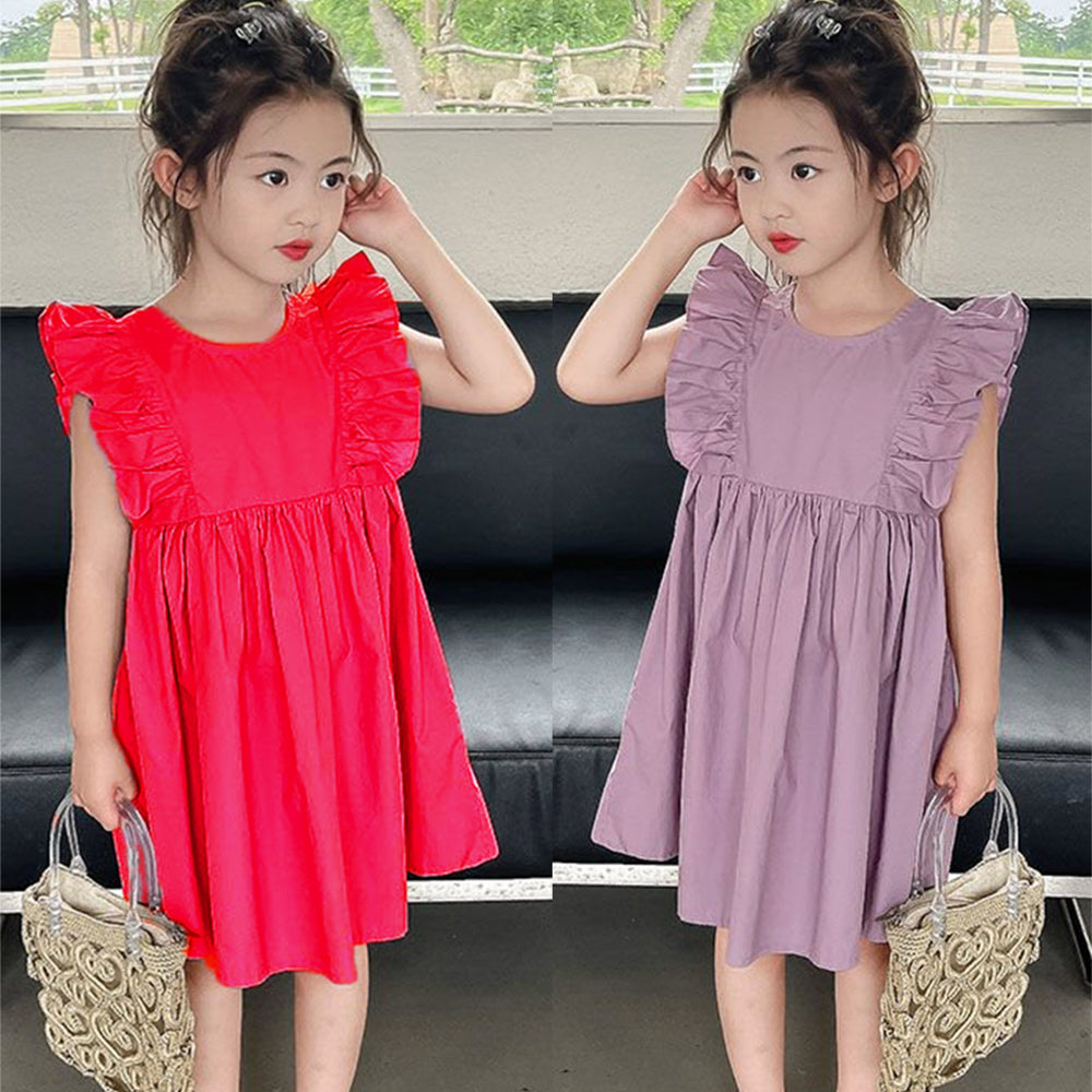 [507S1109] - Baju Dress Kutung Fashion Anak Perempuan - Motif Lace Side