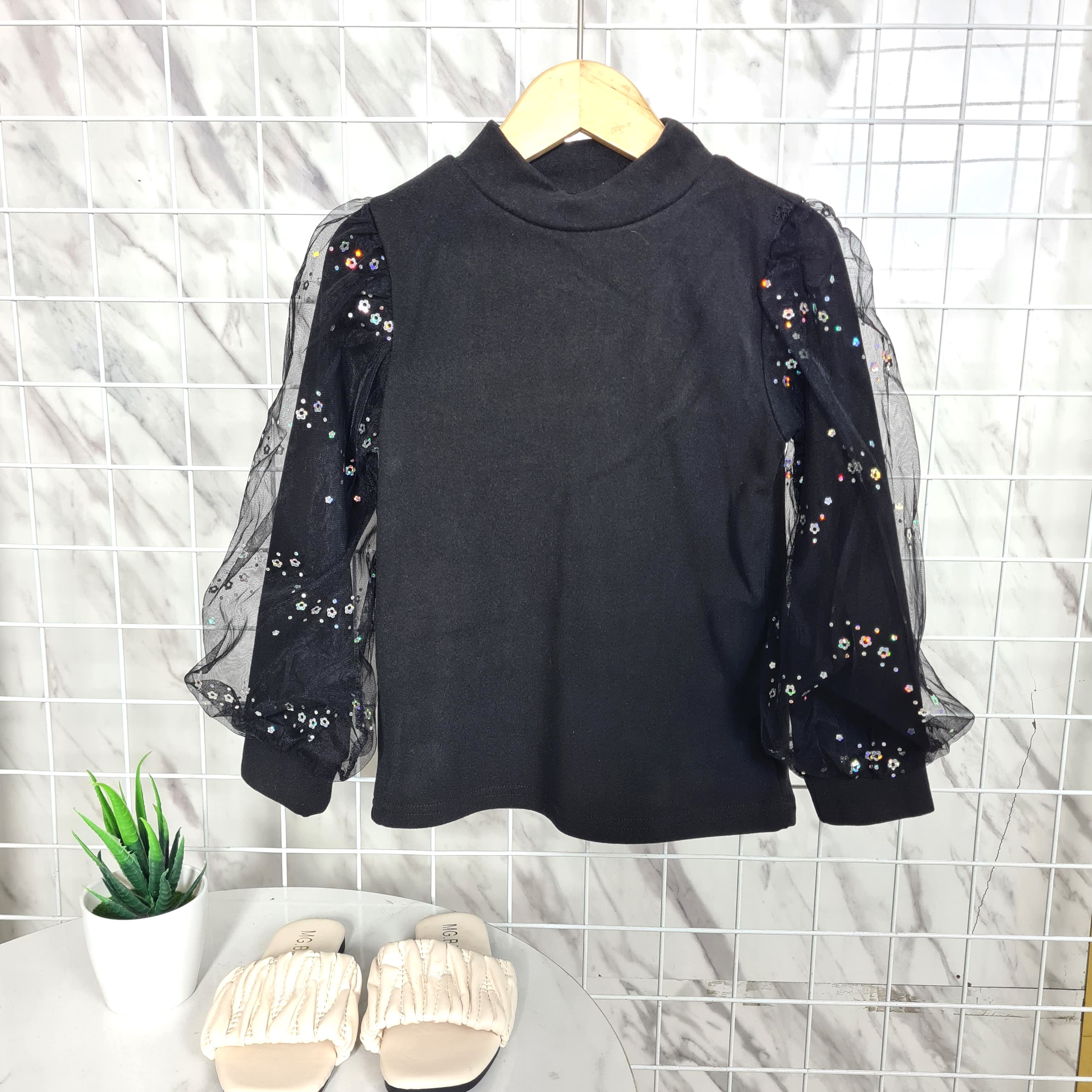 [507S1115] - Baju Atasan Sweater Lengan Panjang Anak Perempuan - Motif Glitter Sparkle