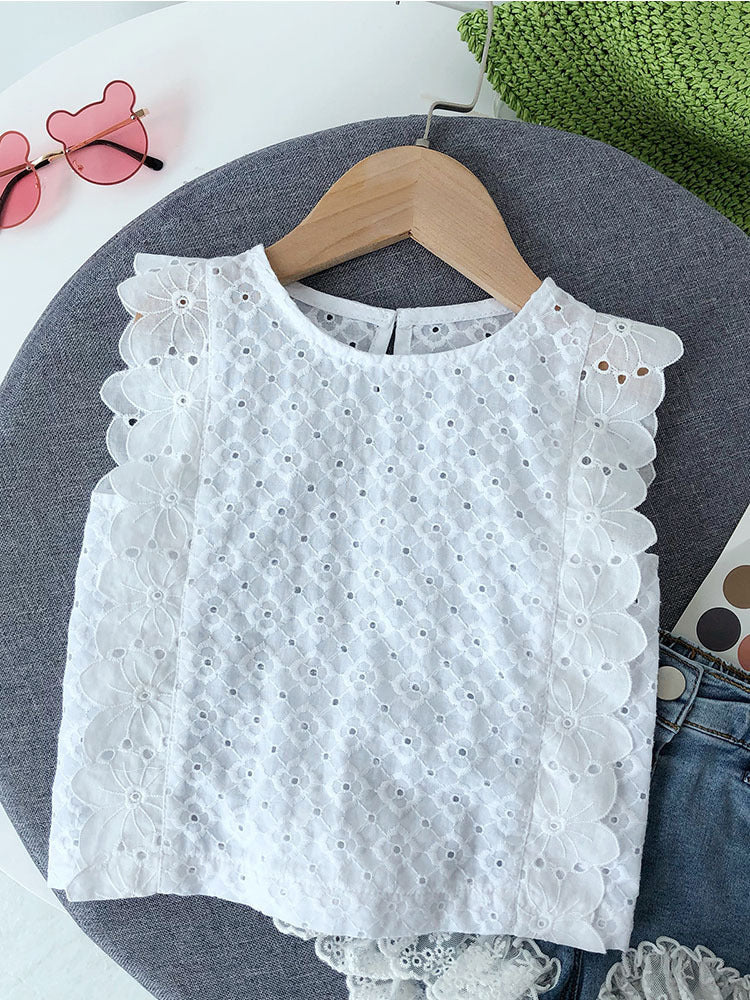 [507S1159] - Setelan Baju Atasan Tanpa Lengan Bawahan Celana Pendek Fashion Anak Perempuan - Motif Flower Lace