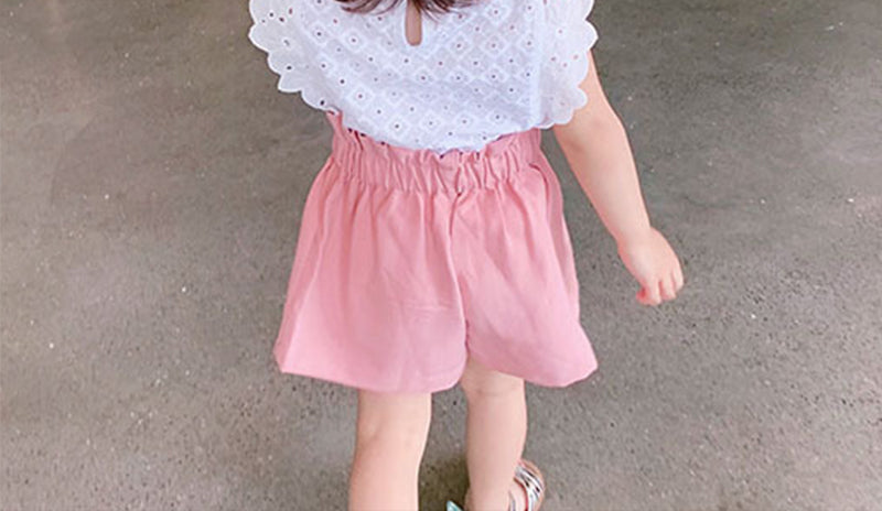 [507S1159] - Setelan Baju Atasan Tanpa Lengan Bawahan Celana Pendek Fashion Anak Perempuan - Motif Flower Lace