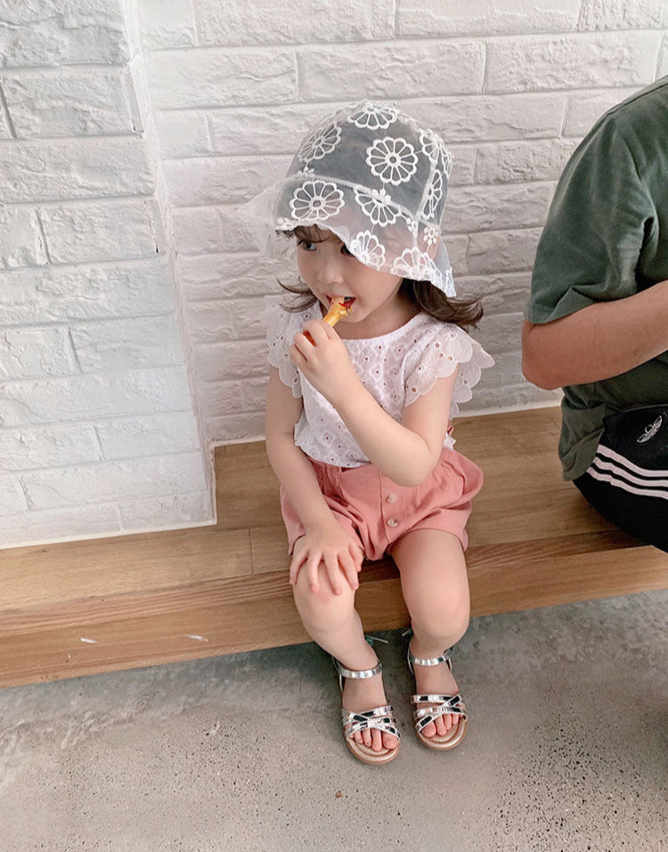 [507S1159] - Setelan Baju Atasan Tanpa Lengan Bawahan Celana Pendek Fashion Anak Perempuan - Motif Flower Lace