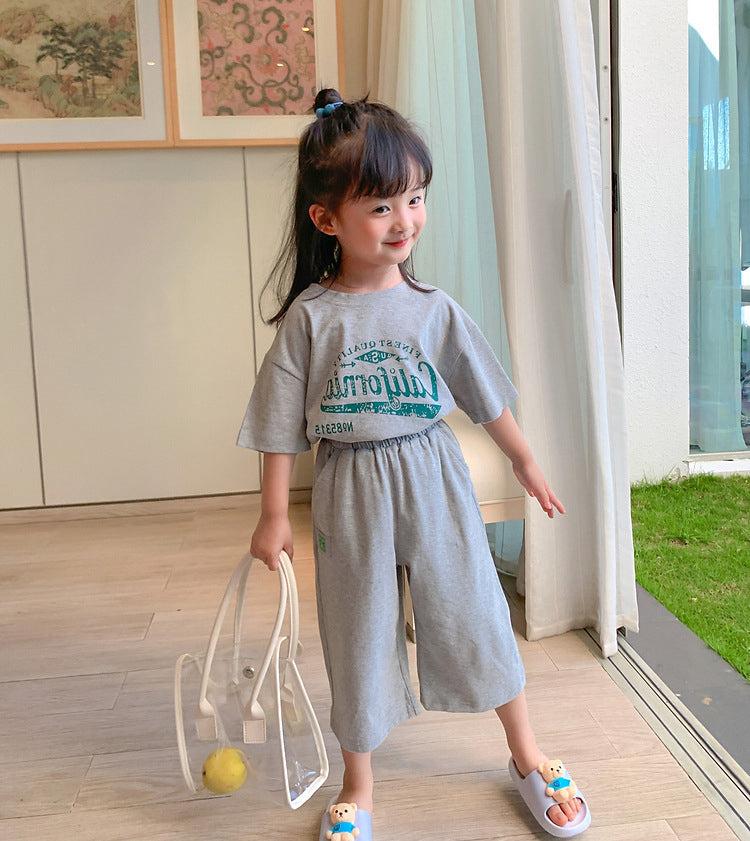 [507S136] - Setelan Baju Lengan Pendek Celana Panjang Fashion Anak Perempuan - Motif Baseball