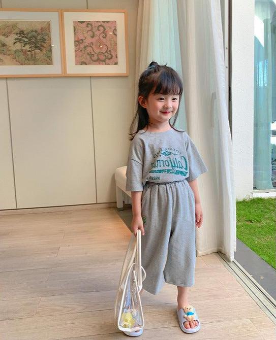 [507S136] - Setelan Baju Lengan Pendek Celana Panjang Fashion Anak Perempuan - Motif Baseball