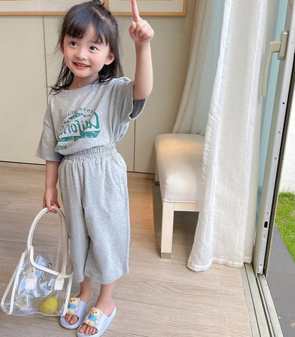 [507S136] - Setelan Baju Lengan Pendek Celana Panjang Fashion Anak Perempuan - Motif Baseball