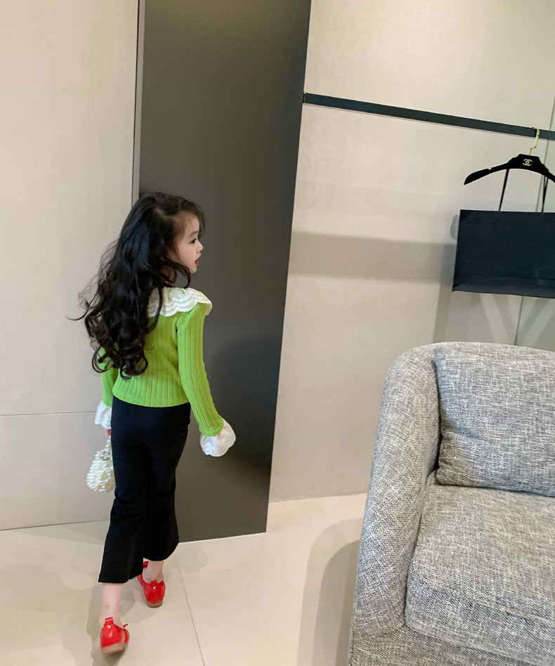 [507S137] - Baju Atasan Lengan Panjang Fashion Anak Cewek - Motif Wavy Ruffled