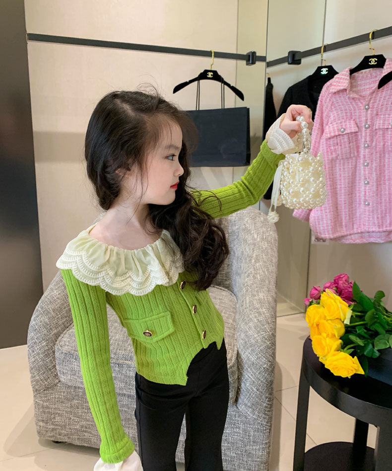 [507S137] - Baju Atasan Lengan Panjang Fashion Anak Cewek - Motif Wavy Ruffled