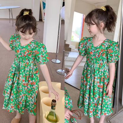 [507S146] - Baju Dress Lengan Pendek Fashion Anak Perempuan - Motif Little Flower