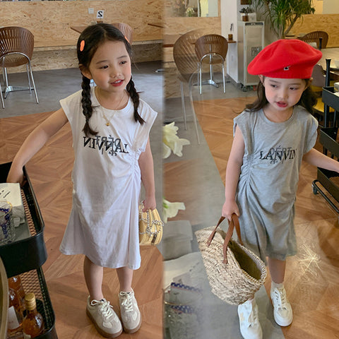 [507S168] - Baju Dress Tanpa Lengan Fashion Anak Perempuan - Motif Cool Words - BABYHOKI STORE