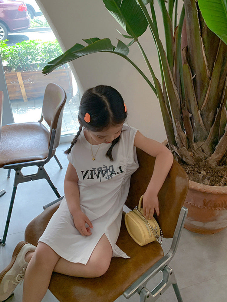 [507S168] - Baju Dress Tanpa Lengan Fashion Anak Perempuan - Motif Cool Words - BABYHOKI STORE