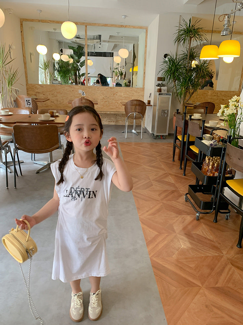 [507S168] - Baju Dress Tanpa Lengan Fashion Anak Perempuan - Motif Cool Words - BABYHOKI STORE