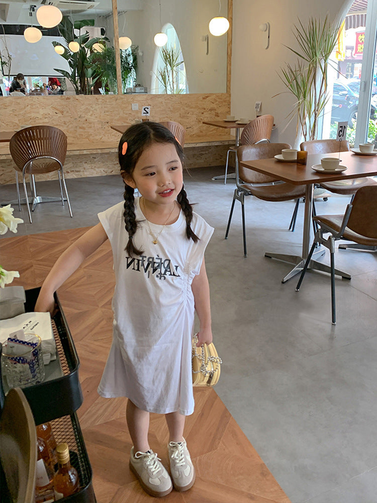 [507S168] - Baju Dress Tanpa Lengan Fashion Anak Perempuan - Motif Cool Words - BABYHOKI STORE