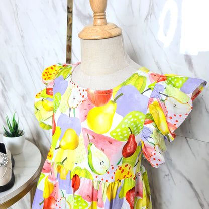 [507S1148] - Baju Dress Tanpa Lengan Fashion Anak Perempuan - Motif Pear Fruit