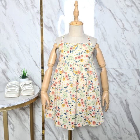 [507S171] - Baju Dress Kutung Fashion Anak Perempuan - Motif Flower Leaf